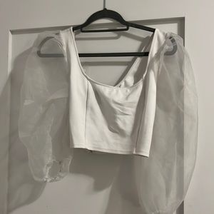 Fluffy sleeve crop top